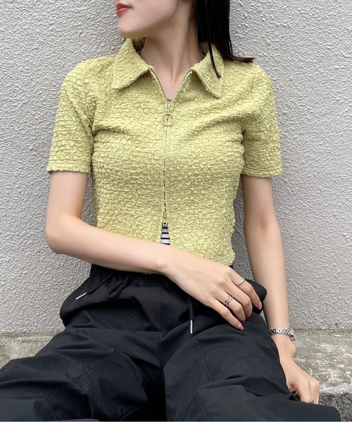 one way（ワンウェイ）の「Wジップエンボストップス（Tシャツ/カットソー・レディース・ブルー/ブラック/グリーン/ホワイト・FREE）」の16枚目の写真