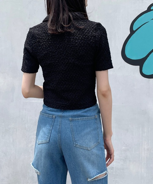 one way（ワンウェイ）の「Wジップエンボストップス（Tシャツ/カットソー・レディース・ブルー/ブラック/グリーン/ホワイト・FREE）」の12枚目の写真