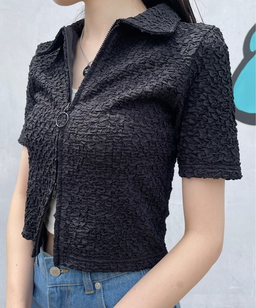 one way（ワンウェイ）の「Wジップエンボストップス（Tシャツ/カットソー・レディース・ブルー/ブラック/グリーン/ホワイト・FREE）」の13枚目の写真