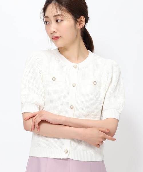 MISCH MASCH(ミッシュマッシュ)の「■2023春夏新作■ツイード5分袖カーディガン/MM328417(カーディガン/ボレロ・レディース・ピンク系/ホワイト/ブラック・M)」の16枚目の写真