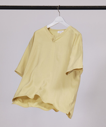 ABAHOUSE | 【リネン混】オーバーサイズ Vネック Tシャツ / キーネック(Tシャツ/カットソー)