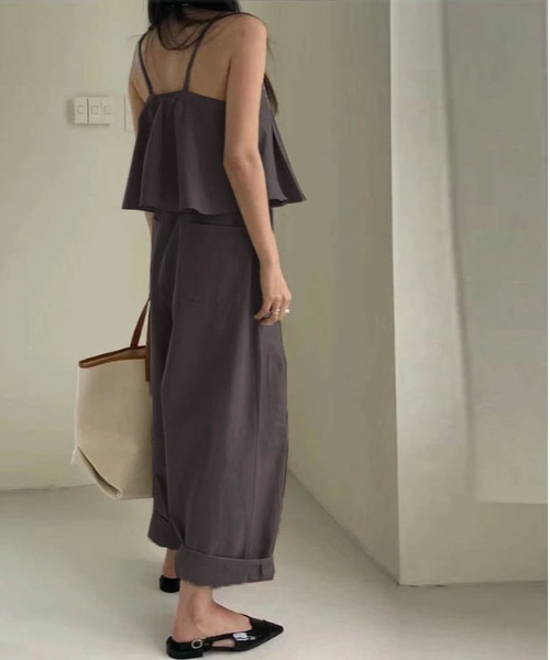 AMELY（エミリー）の「ペプラムキャミセットアップ（セットアップ・レディース・カーキブラウン/ブラック/オリーブ/ベージュ/チャコール/バーガンディー/ダークブラウン/モカ・フリー）」の10枚目の写真