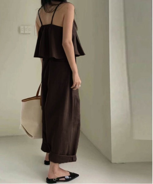 AMELY（エミリー）の「ペプラムキャミセットアップ（セットアップ・レディース・カーキブラウン/ブラック/オリーブ/ベージュ/チャコール/バーガンディー/ダークブラウン/モカ・フリー）」の12枚目の写真