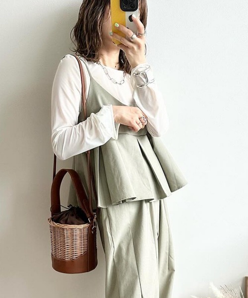 AMELY（エミリー）の「ペプラムキャミセットアップ（セットアップ・レディース・カーキブラウン/ブラック/オリーブ/ベージュ/チャコール/バーガンディー/ダークブラウン/モカ・フリー）」の18枚目の写真