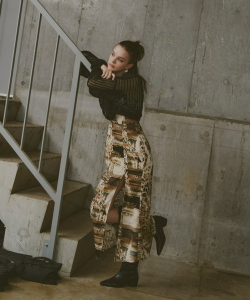 GAB GAB（ガブガブ）の「ショートメッシュニット（ニット/セーター・レディース・レッド/チャコールグレー/ブラック・FREE）」の4枚目の写真