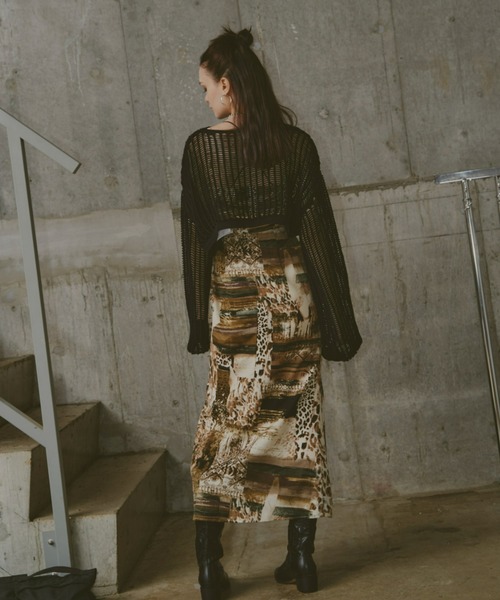 GAB GAB（ガブガブ）の「ショートメッシュニット（ニット/セーター・レディース・レッド/チャコールグレー/ブラック・FREE）」の6枚目の写真