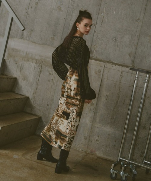 GAB GAB（ガブガブ）の「ショートメッシュニット（ニット/セーター・レディース・レッド/チャコールグレー/ブラック・FREE）」の8枚目の写真