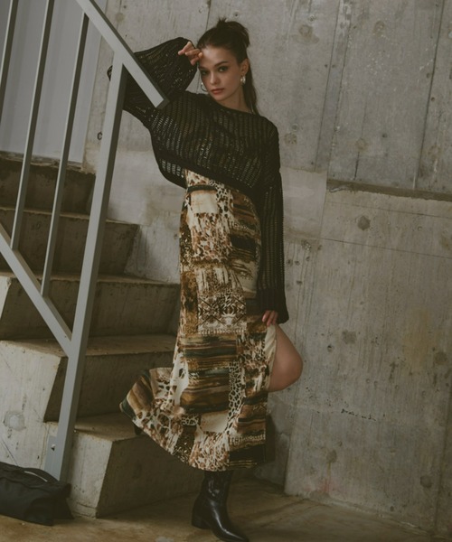 GAB GAB（ガブガブ）の「ショートメッシュニット（ニット/セーター・レディース・レッド/チャコールグレー/ブラック・FREE）」の9枚目の写真