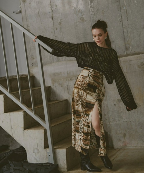 GAB GAB（ガブガブ）の「ショートメッシュニット（ニット/セーター・レディース・レッド/チャコールグレー/ブラック・FREE）」の10枚目の写真