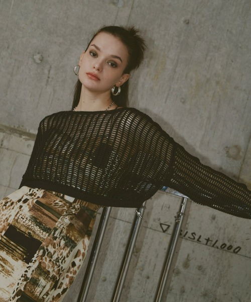 GAB GAB（ガブガブ）の「ショートメッシュニット（ニット/セーター・レディース・レッド/チャコールグレー/ブラック・FREE）」の13枚目の写真