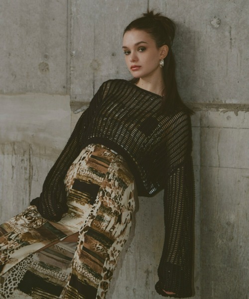 GAB GAB（ガブガブ）の「ショートメッシュニット（ニット/セーター・レディース・レッド/チャコールグレー/ブラック・FREE）」の14枚目の写真