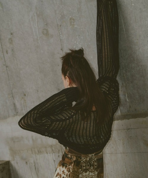 GAB GAB（ガブガブ）の「ショートメッシュニット（ニット/セーター・レディース・レッド/チャコールグレー/ブラック・FREE）」の15枚目の写真