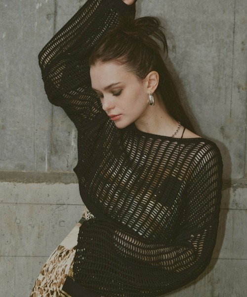 GAB GAB（ガブガブ）の「ショートメッシュニット（ニット/セーター・レディース・レッド/チャコールグレー/ブラック・FREE）」の17枚目の写真