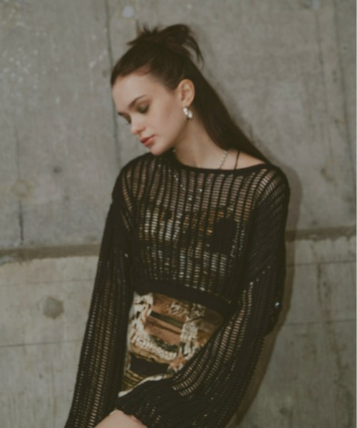 GAB GAB（ガブガブ）の「ショートメッシュニット（ニット/セーター・レディース・レッド/チャコールグレー/ブラック・FREE）」の18枚目の写真