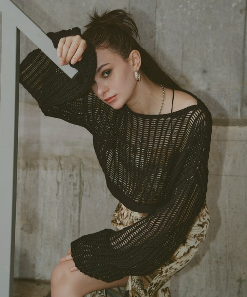 GAB GAB（ガブガブ）の「ショートメッシュニット（ニット/セーター・レディース・レッド/チャコールグレー/ブラック・FREE）」の19枚目の写真