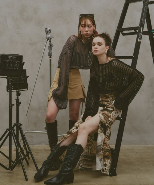 GAB GAB（ガブガブ）の「ショートメッシュニット（ニット/セーター・レディース・レッド/チャコールグレー/ブラック・FREE）」の20枚目の写真