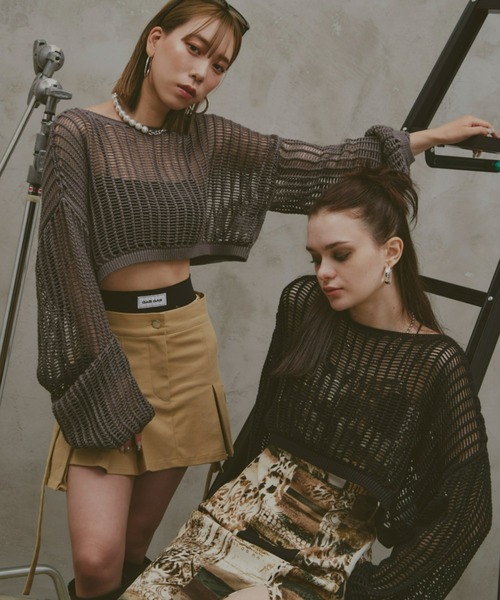 GAB GAB（ガブガブ）の「ショートメッシュニット（ニット/セーター・レディース・レッド/チャコールグレー/ブラック・FREE）」の21枚目の写真