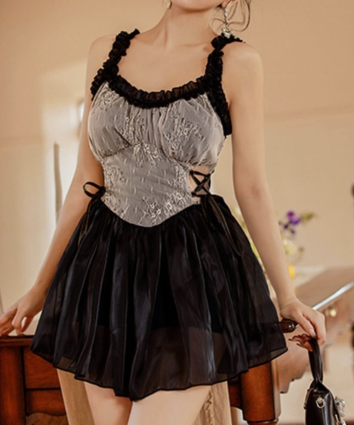 Dita(ディータ)の「チュールスカートワンピースビキニ 水着(水着・レディース・ブラック/ホワイト・M/L)」の9枚目の写真