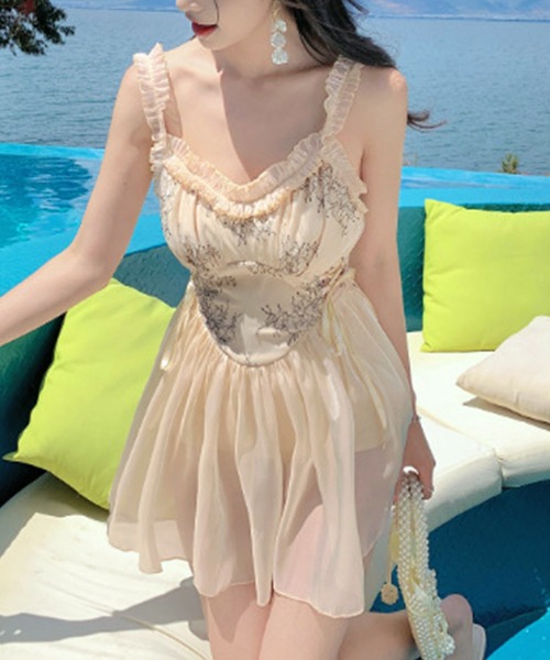 Dita(ディータ)の「チュールスカートワンピースビキニ 水着(水着・レディース・ブラック/ホワイト・M/L)」の7枚目の写真