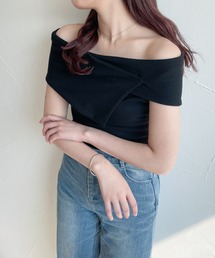 アシメリブオフショルトップス/【WEB/EC限定商品】