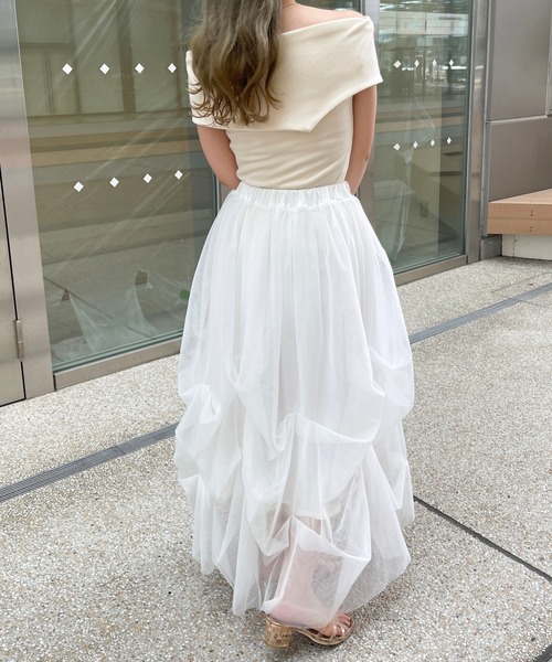 Ambre Ciel（アンブルシエル）の「アシメリブオフショルトップス／【WEB/EC限定商品】（Tシャツ/カットソー・レディース・ブラック/アイボリー・FREE）」の20枚目の写真
