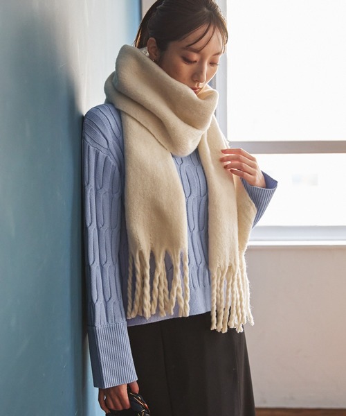 Andemiu（アンデミュウ）の「フワモコウォッシャブルストール966431（ストール/ショール・レディース・ベージュ/オフホワイト/ラベンダー・FREE）」の18枚目の写真