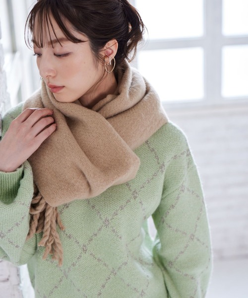 Andemiu（アンデミュウ）の「フワモコウォッシャブルストール966431（ストール/ショール・レディース・ベージュ/オフホワイト/ラベンダー・FREE）」の10枚目の写真