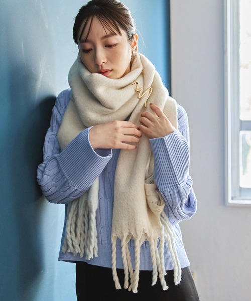 Andemiu（アンデミュウ）の「フワモコウォッシャブルストール966431（ストール/ショール・レディース・ベージュ/オフホワイト/ラベンダー・FREE）」の17枚目の写真