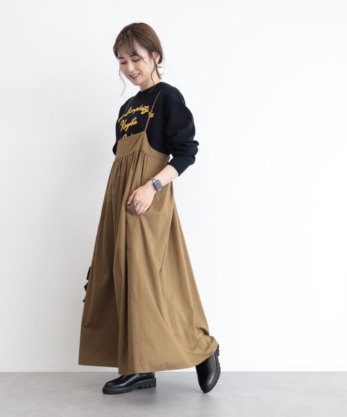 AMERICAN HOLIC(アメリカンホリック)の「丈違いキャミワンピース(ワンピース・レディース・キャメル/ブラック・M/L)」の3枚目の写真