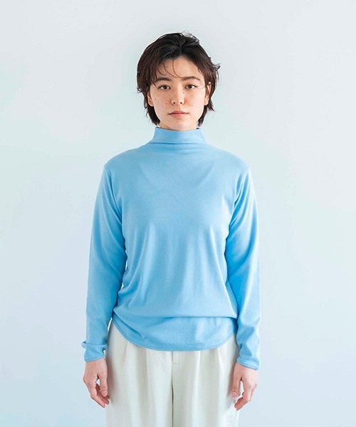 D(ディー)の「コットンフライス ハイネックプルオーバー(Tシャツ/カットソー・レディース・クリーム/ネイビー/ライトグレー/ホワイト/ミント/サックスブルー/イエロー・MEDIUM)」の17枚目の写真