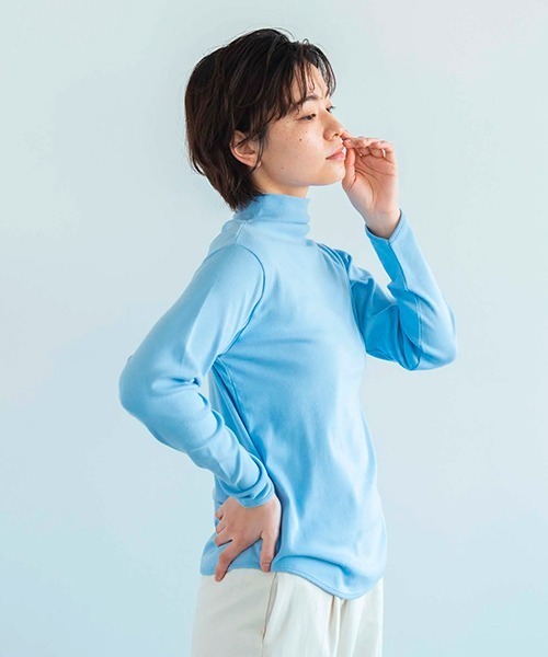 D(ディー)の「コットンフライス ハイネックプルオーバー(Tシャツ/カットソー・レディース・クリーム/ネイビー/ライトグレー/ホワイト/ミント/サックスブルー/イエロー・MEDIUM)」の18枚目の写真