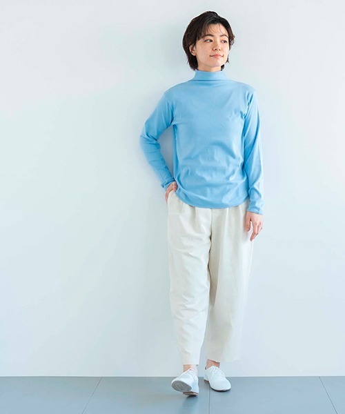 D(ディー)の「コットンフライス ハイネックプルオーバー(Tシャツ/カットソー・レディース・クリーム/ネイビー/ライトグレー/ホワイト/ミント/サックスブルー/イエロー・MEDIUM)」の20枚目の写真