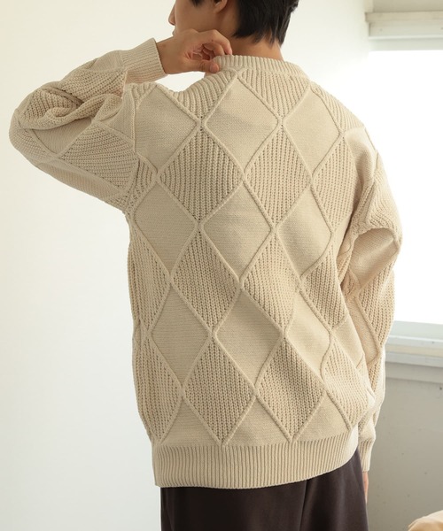 SENSE OF PLACE by URBAN RESEARCH（センスオブプレイスバイアーバンリサーチ）の「モールダイヤガラクルーネックセーター（ニット/セーター・メンズ・ブラック/アイボリー/ブラウン・LARGE/MEDIUM）」の6枚目の写真