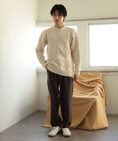 SENSE OF PLACE by URBAN RESEARCH（センスオブプレイスバイアーバンリサーチ）の「モールダイヤガラクルーネックセーター（ニット/セーター・メンズ・ブラック/アイボリー/ブラウン・LARGE/MEDIUM）」の10枚目の写真