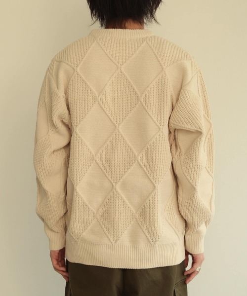 SENSE OF PLACE by URBAN RESEARCH（センスオブプレイスバイアーバンリサーチ）の「モールダイヤガラクルーネックセーター（ニット/セーター・メンズ・ブラック/アイボリー/ブラウン・LARGE/MEDIUM）」の21枚目の写真