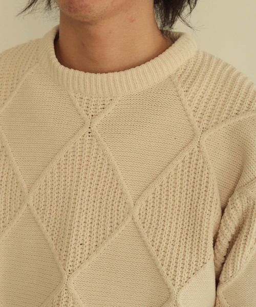 SENSE OF PLACE by URBAN RESEARCH（センスオブプレイスバイアーバンリサーチ）の「モールダイヤガラクルーネックセーター（ニット/セーター・メンズ・ブラック/アイボリー/ブラウン・LARGE/MEDIUM）」の20枚目の写真