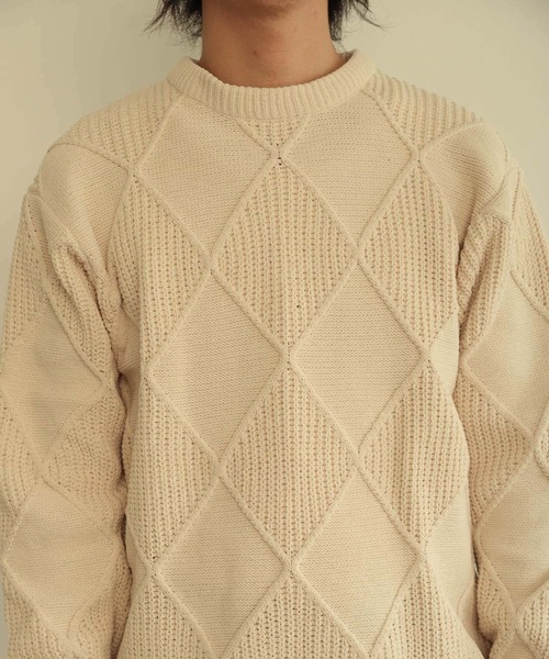 SENSE OF PLACE by URBAN RESEARCH（センスオブプレイスバイアーバンリサーチ）の「モールダイヤガラクルーネックセーター（ニット/セーター・メンズ・ブラック/アイボリー/ブラウン・LARGE/MEDIUM）」の19枚目の写真