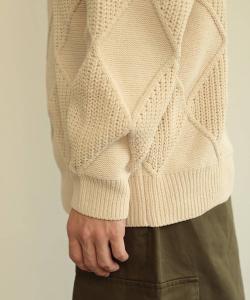 SENSE OF PLACE by URBAN RESEARCH（センスオブプレイスバイアーバンリサーチ）の「モールダイヤガラクルーネックセーター（ニット/セーター・メンズ・ブラック/アイボリー/ブラウン・LARGE/MEDIUM）」の18枚目の写真