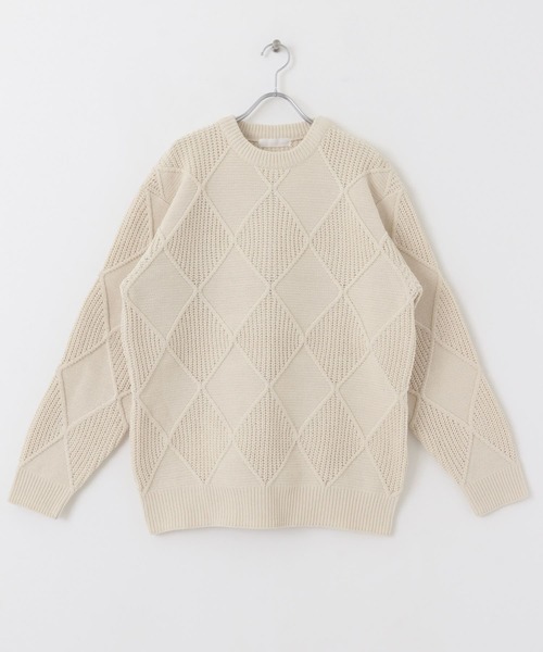 SENSE OF PLACE by URBAN RESEARCH（センスオブプレイスバイアーバンリサーチ）の「モールダイヤガラクルーネックセーター（ニット/セーター・メンズ・ブラック/アイボリー/ブラウン・LARGE/MEDIUM）」の17枚目の写真