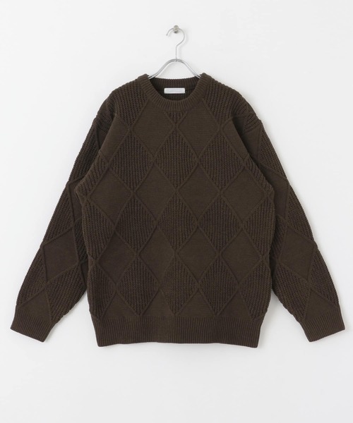 SENSE OF PLACE by URBAN RESEARCH（センスオブプレイスバイアーバンリサーチ）の「モールダイヤガラクルーネックセーター（ニット/セーター・メンズ・ブラック/アイボリー/ブラウン・LARGE/MEDIUM）」の15枚目の写真