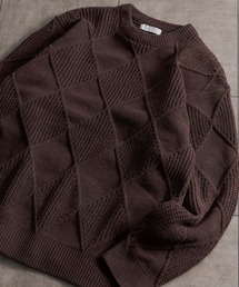 モールダイヤガラクルーネックセーター