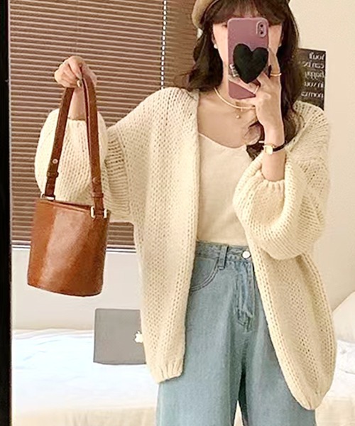 もが　sukeru カーディガン カラーネップ モモンガ ニットカーディガン（5257KI70