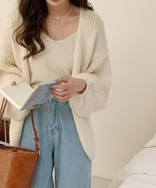 ルネ♡ボレロカーディガン ざっくりと羽織れる。長袖ニットセーターカーディガン（カーディガン