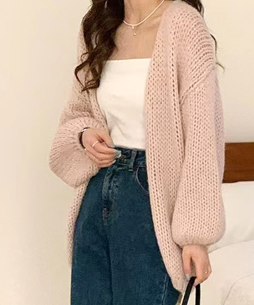 SEN TOKYO(セントーキョー)の「ざっくりと羽織れる。長袖ニットセーターカーディガン(カーディガン/ボレロ・レディース・ピンク/アイボリー/ブルー・FREE)」の19枚目の写真