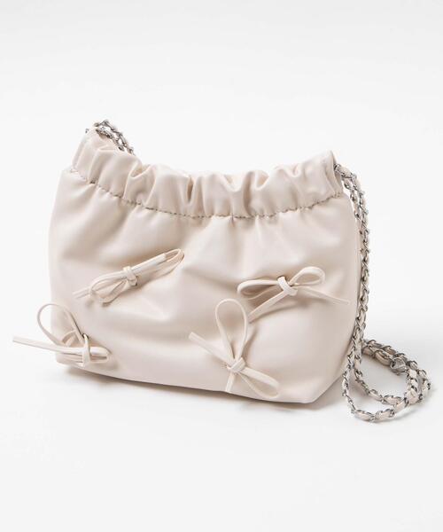 WEGO（ウィゴー）の「WEGO/リボン付き巾着ショルダー（ショルダーバッグ・レディース・オフホワイト/ブラック/シルバー・FREE）」の15枚目の写真