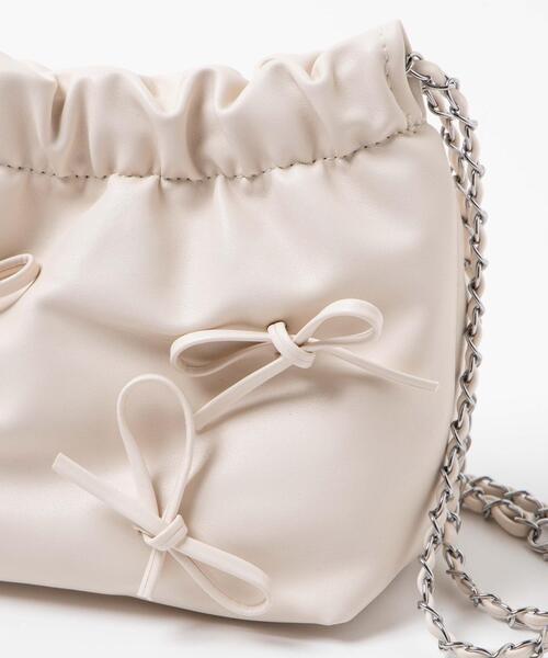 WEGO（ウィゴー）の「WEGO/リボン付き巾着ショルダー（ショルダーバッグ・レディース・オフホワイト/ブラック/シルバー・FREE）」の19枚目の写真