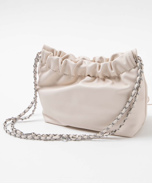 WEGO（ウィゴー）の「WEGO/リボン付き巾着ショルダー（ショルダーバッグ・レディース・オフホワイト/ブラック/シルバー・FREE）」の7枚目の写真