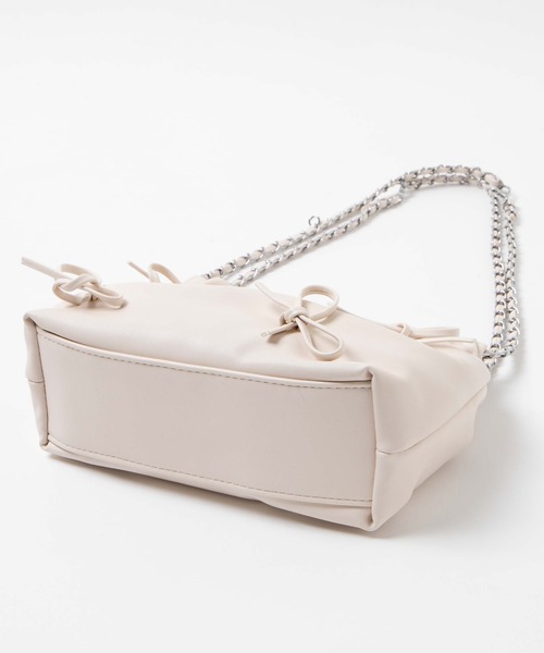 WEGO（ウィゴー）の「WEGO/リボン付き巾着ショルダー（ショルダーバッグ・レディース・オフホワイト/ブラック/シルバー・FREE）」の10枚目の写真