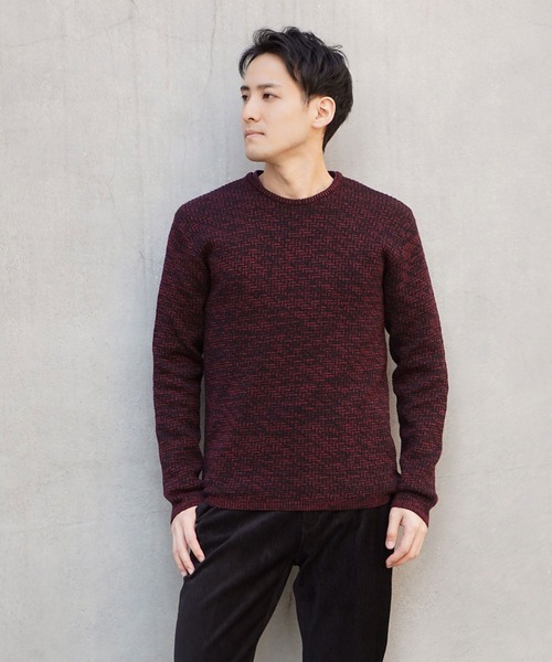 HIDEAWAYS NICOLE(ハイダウェイニコル)の「幾何学柄引き揃えJQクルーネックニット(ニット/セーター・メンズ・ホワイト×ブラック/ブラック×グレー/ボルドー/ホワイト×ライトグレー・MEDIUM/LARGE/X-LARGE)」の13枚目の写真