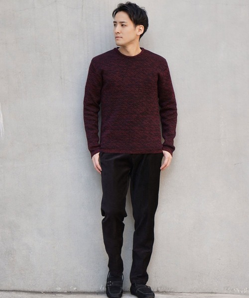 HIDEAWAYS NICOLE(ハイダウェイニコル)の「幾何学柄引き揃えJQクルーネックニット(ニット/セーター・メンズ・ホワイト×ブラック/ブラック×グレー/ボルドー/ホワイト×ライトグレー・MEDIUM/LARGE/X-LARGE)」の14枚目の写真